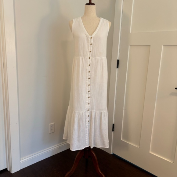 Button Front Gauze Dress - Picture 1 of 8